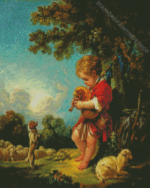 Shepherd Boy With Bagpipe Diamond Paintings