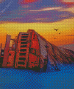 Shipwreck Sunset Diamond Paintings