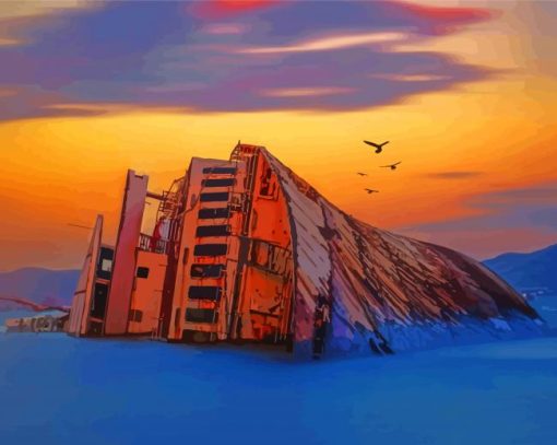 Shipwreck Sunset Diamond Paintings