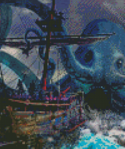 Ships And Octopus Diamond Paintings
