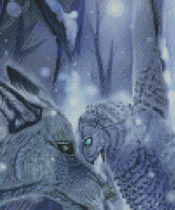 Snow Owl And Wolf Diamond Paintings