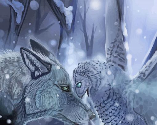 Snow Owl And Wolf Diamond Paintings