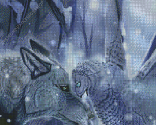 Snow Owl And Wolf Diamond Paintings