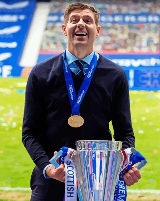 Steven Gerrard Holding A Trophy Diamond Paintings