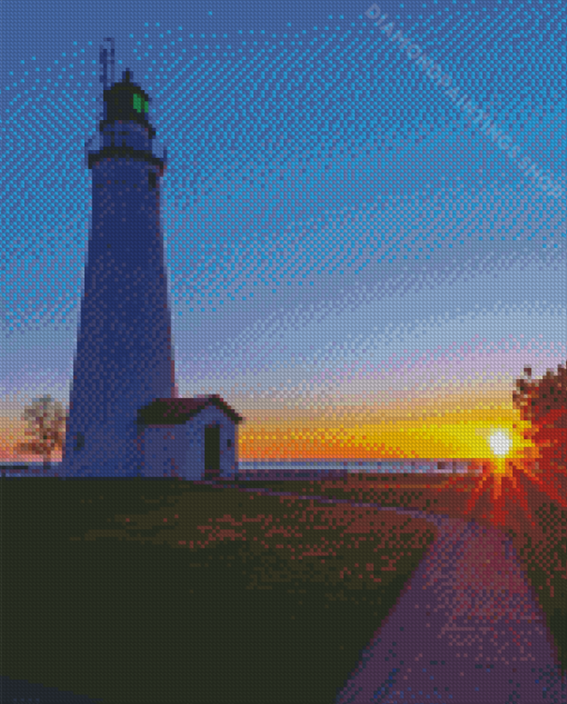 Sunset At Fort Gratiot Lighthouse Diamond Paintings