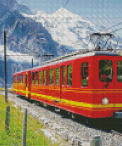 Switzerland Train In Alps Diamond Paintings