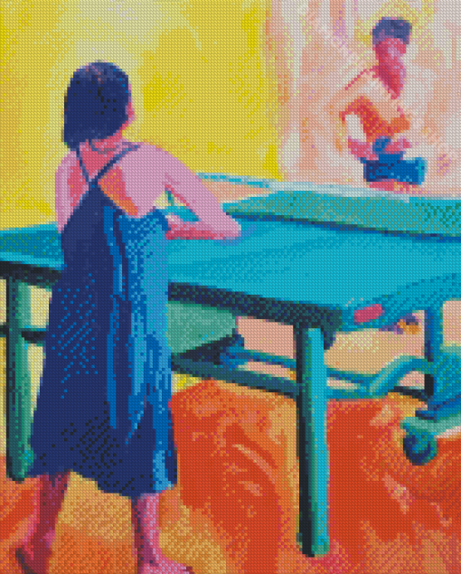 Table Tennis Players Art Diamond Paintings