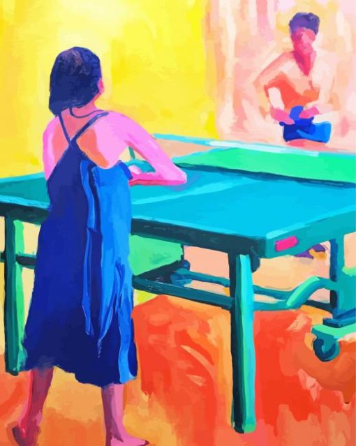 Table Tennis Players Art Diamond Paintings