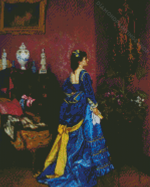 The Blue Dress By Auguste Toulmouche Diamond Paintings