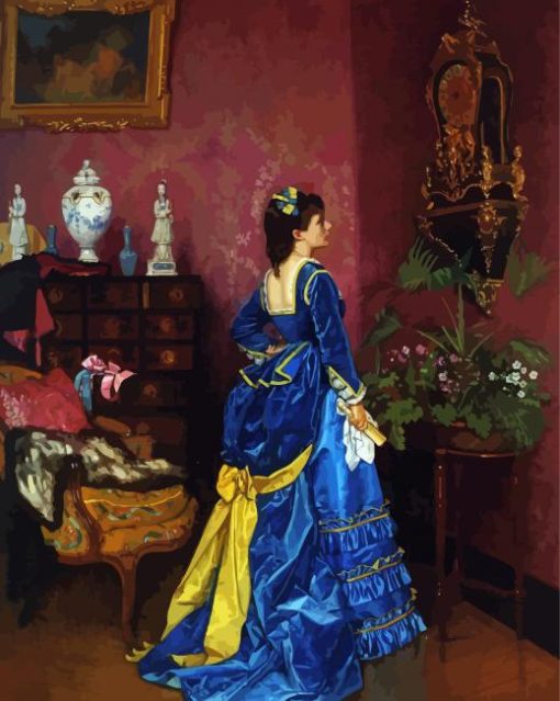 The Blue Dress By Auguste Toulmouche Diamond Paintings