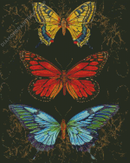 Three Vintage Butterflies Diamond Paintings