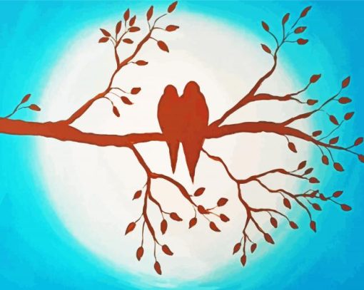 Two Birds On A Branch Silhouette Diamond Paintings
