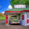 Vintage Old Gas Station Truck Diamond Paintings
