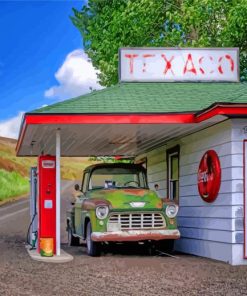 Vintage Old Gas Station Truck Diamond Paintings