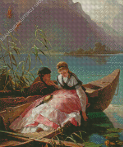 Vintage Romantic Date On Boat Diamond Paintings