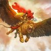 Warrior On Flying Lion Diamond Paintings