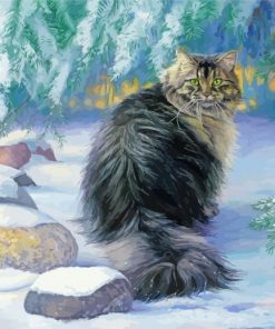 Winter Siberian Cat Diamond Paintings