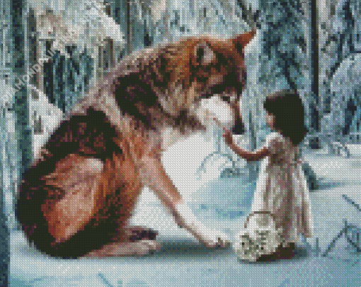 Wolf and Girl Diamond Paintings