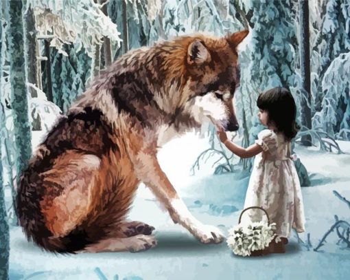 Wolf and Girl Diamond Paintings