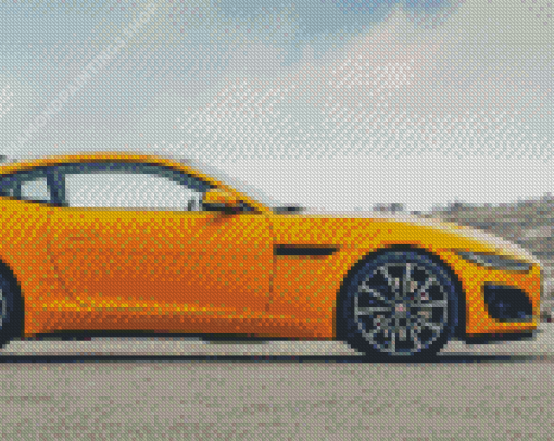 Yellow Jaguar F Type Car Diamond Paintings