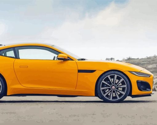 Yellow Jaguar F Type Car Diamond Paintings