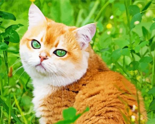 Adorable Orange Tabby Cat With Green Eyes Diamond Paintings