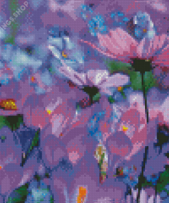 Aesthetic Blue And Purple Flower Diamond Paintings