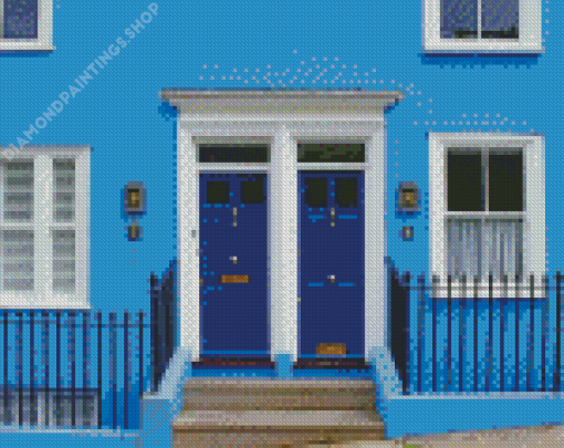 Aesthetic Blue Buildings Diamond Paintings