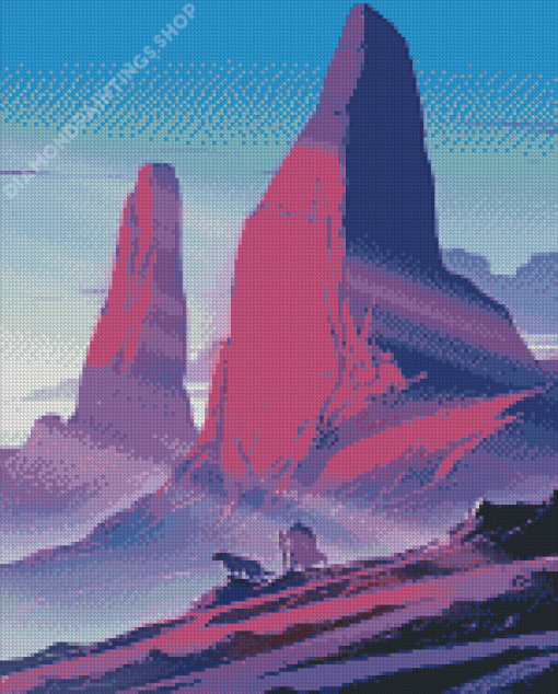 Aesthetic Purple Mountain Diamond Paintings