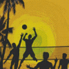 Beach Volleyball Silhouette Diamond Paintings