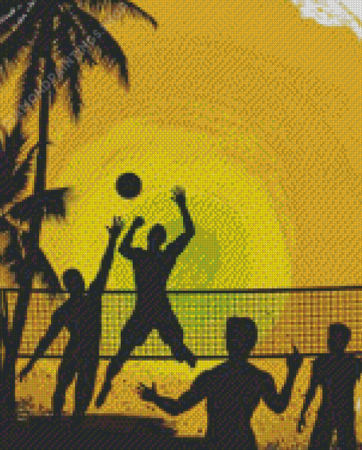 Beach Volleyball Silhouette Diamond Paintings