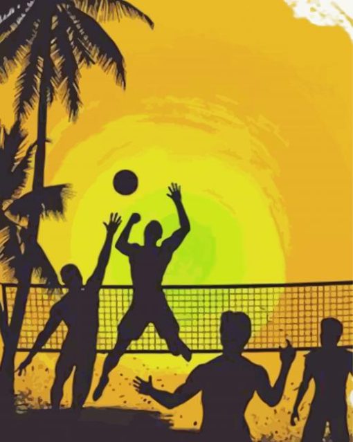 Beach Volleyball Silhouette Diamond Paintings