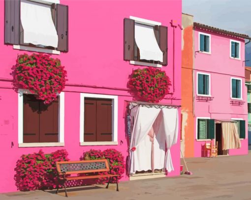 Beautiful Pink Building Diamond Paintings