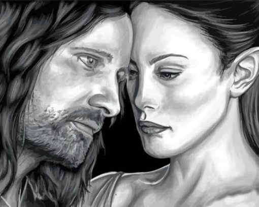 Black And White Arwen And Aragorn Diamond Paintings