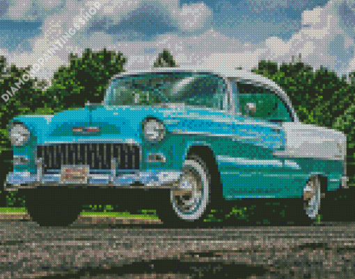 1955 Chevrolet Bel Air Blue Diamond Paintings