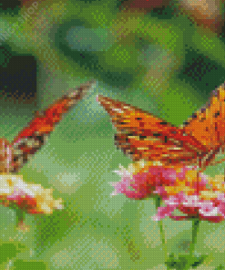 Brown Butterflies And Blooms Diamond Paintings
