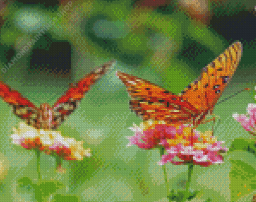 Brown Butterflies And Blooms Diamond Paintings