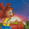 Cartoon Girl With Water Hose Diamond Paintings