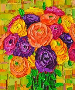 Colorful Buttercups Modern Impressionist Flowers Diamond Paintings
