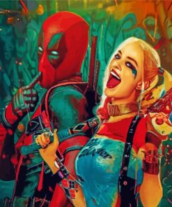 Cool Harley Quinn And Deadpool Diamond Paintings