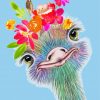 Adorable Ostrich And Flower Diamond Paintings