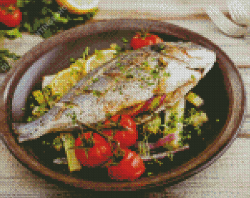 Cooking Fish Illustration Diamond Paintings