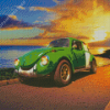 Green VW Car Sunset Diamond Paintings