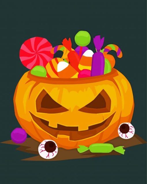 Illustration Halloween Candy Pumpkin Diamond Paintings