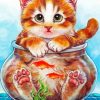 Kitten In A Fishbowl Diamond Paintings