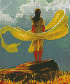 Lonely Girl In Yellow Dress Diamond Paintings