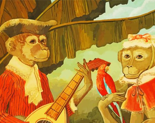 Monkey Playing Guitar Diamond Paintings