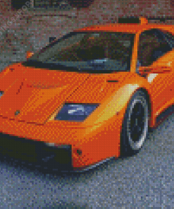 Orange Lamborghini Diablo Car Diamond Paintings