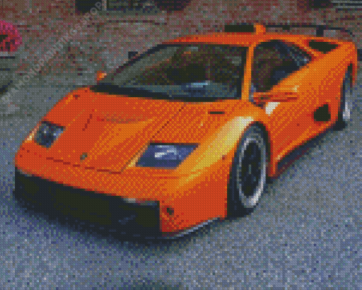 Orange Lamborghini Diablo Car Diamond Paintings
