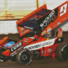 Orange Sprint Car Racing Diamond Paintings